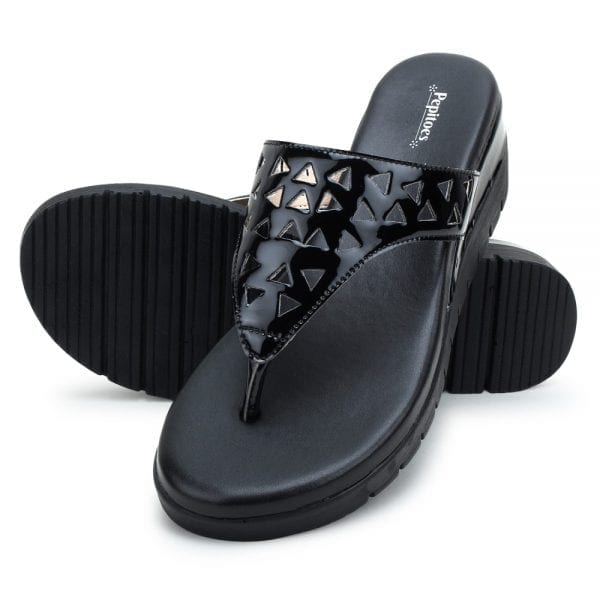 Black Comfort Slip-On Wedges