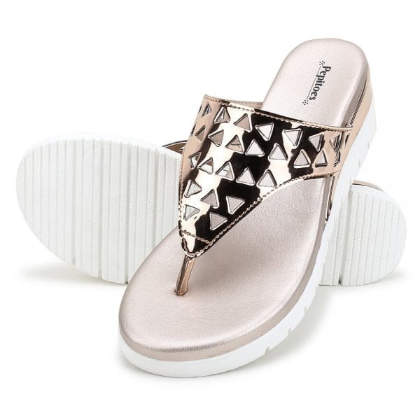 Rose Gold Comfort Slip-On Wedges