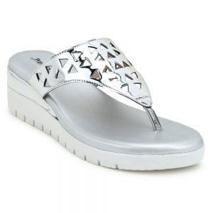 Silver Comfort Slip-On Wedges