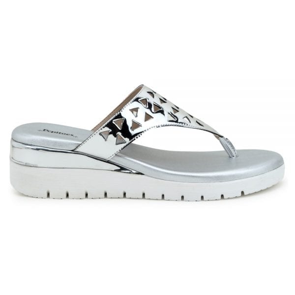 Silver Comfort Slip-On Wedges