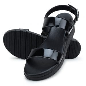 Black Comfort Back Strap Wedges