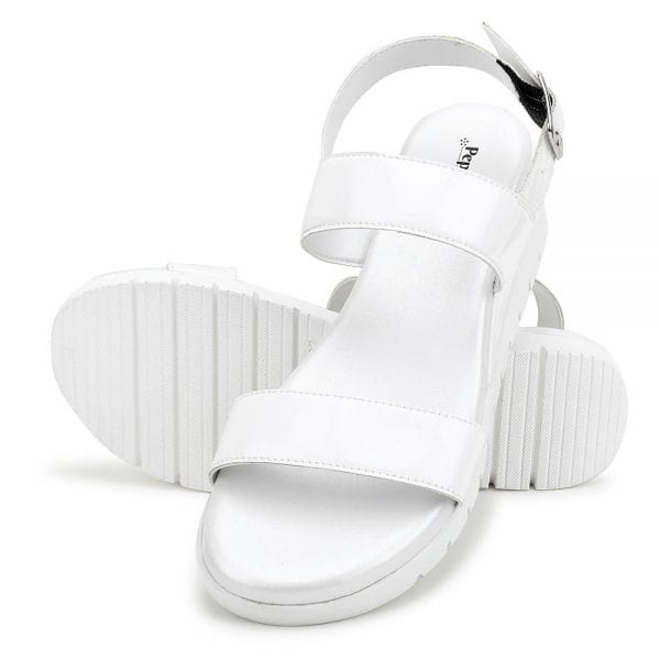 White Comfort Back Strap Wedges