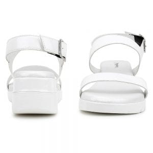 White Comfort Back Strap Wedges