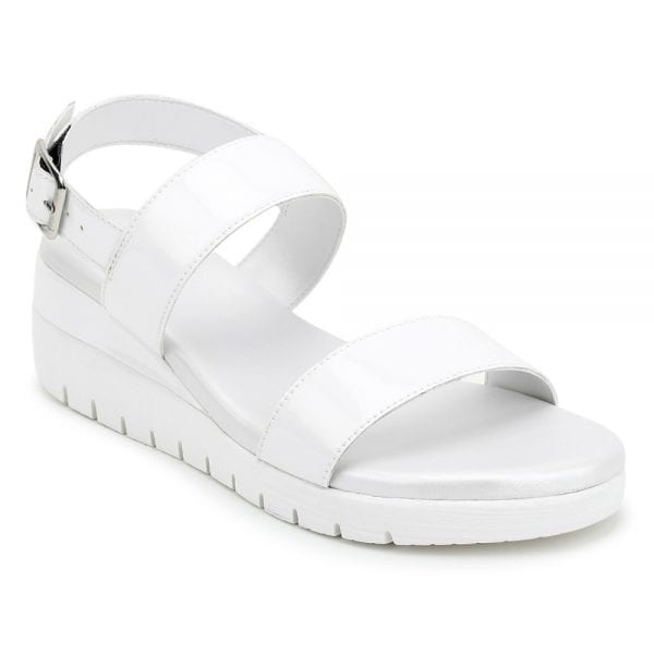 White Comfort Back Strap Wedges