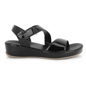 Comfort Black Sandal Wedges for Women