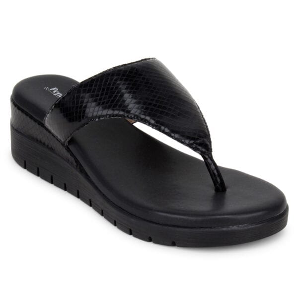 Black Multi Comfort Slip-On Wedges