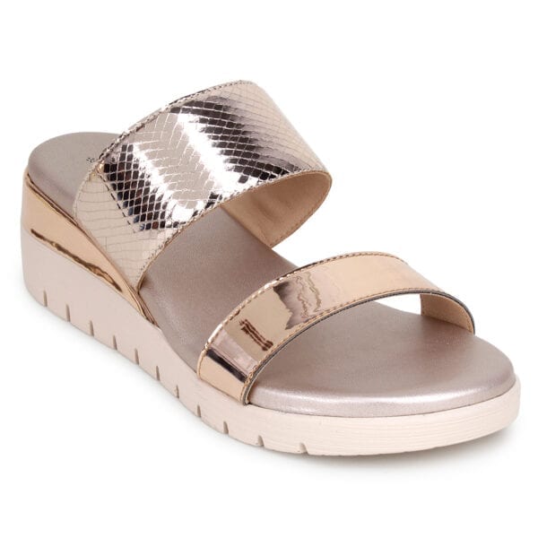 Rose Gold Comfort Slip-On Wedges