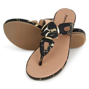 Comfort Golden Black Slip on Flats for Women