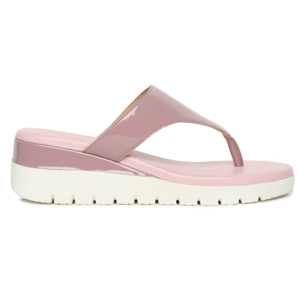 English Pink Comfort Slip On Wedges