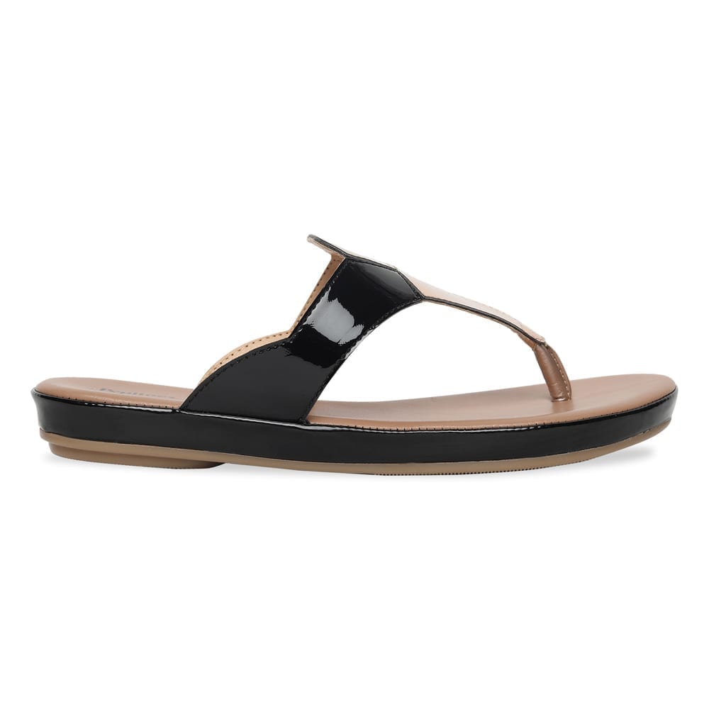 : Rose Gold Black Comfort Slip On Flats