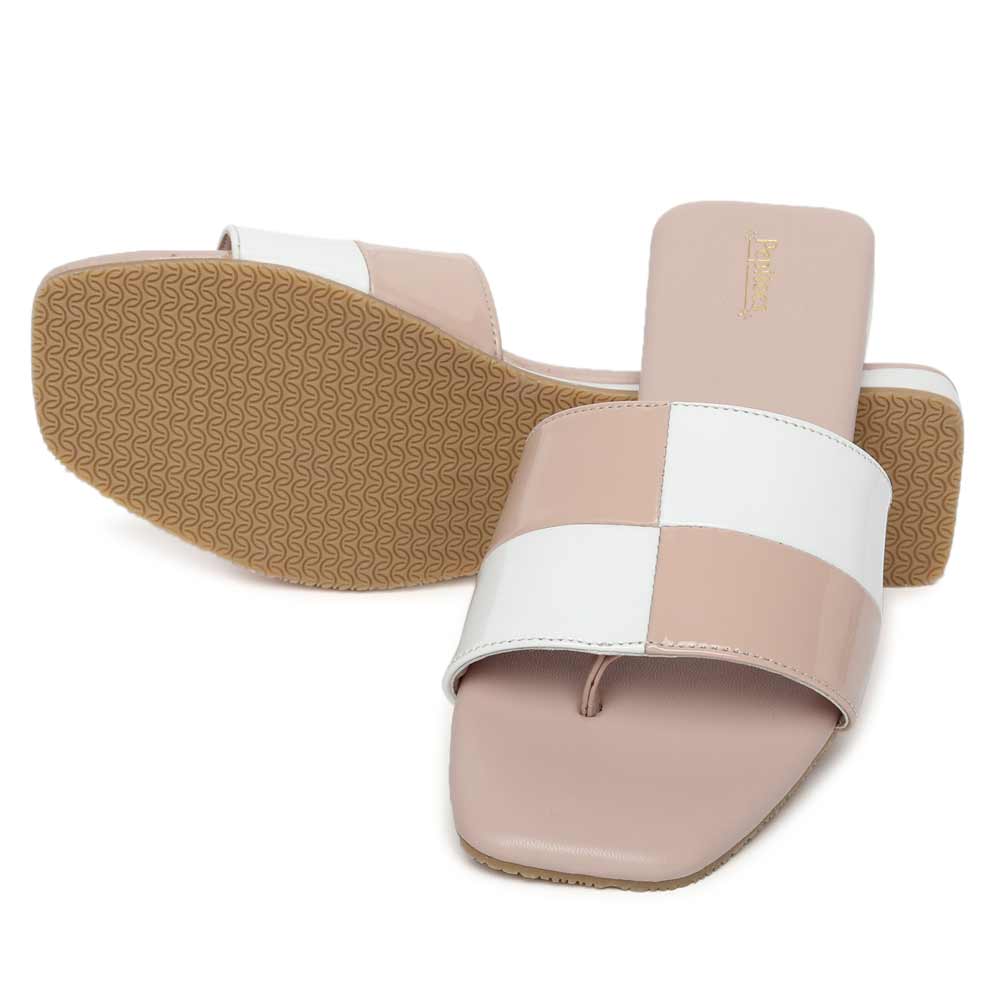 White Nude Comfort Slip on Flats