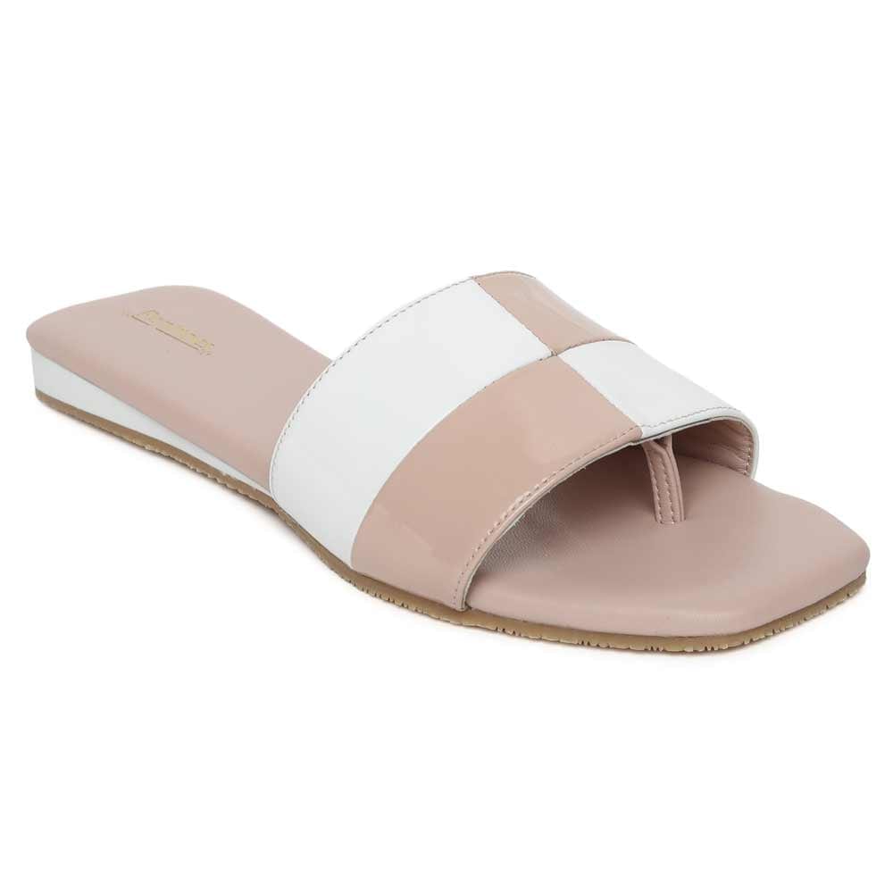 White Nude Comfort Slip on Flats