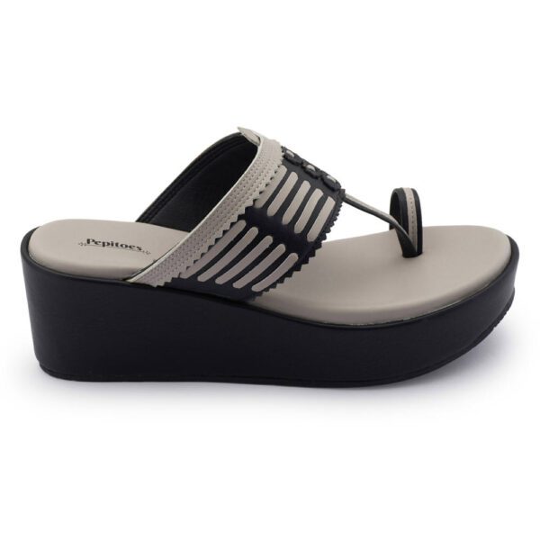 Black Grey Comfort Slip on Block Heels N21316