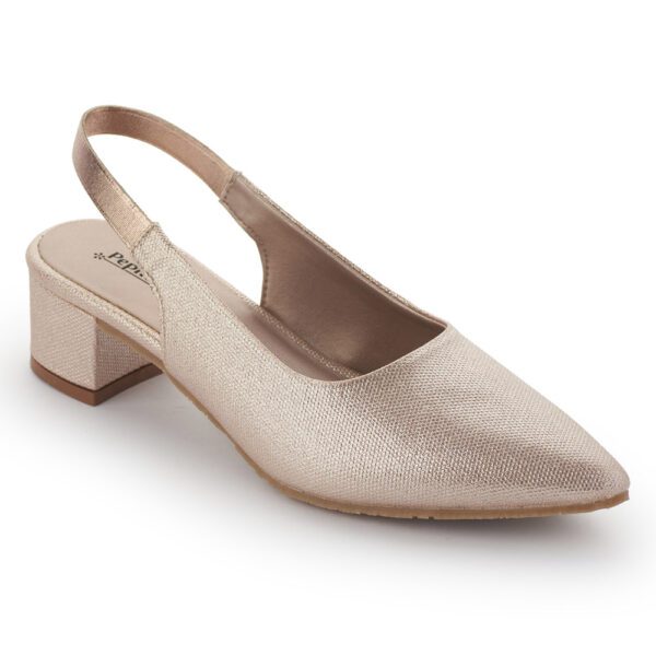 Rose Gold Glitter Mid Heel Pointed Sandals N23352 - Image 2