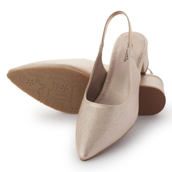 Rose Gold Glitter Mid Heel Pointed Sandals N23352 - Image 4