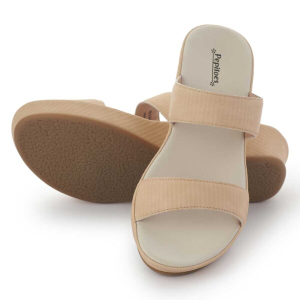 Beige Comfort Slip on Wedges N21344 - Image 4