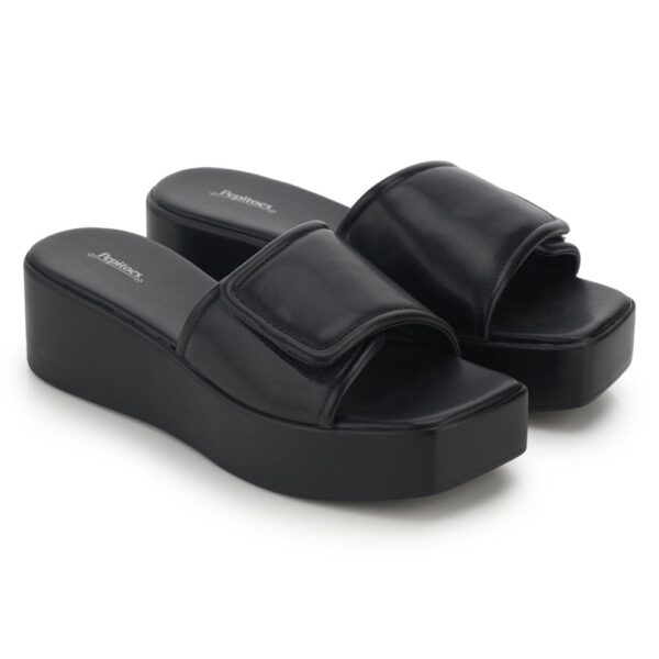 Black Comfort Slip on Wedges P24376 - Image 3