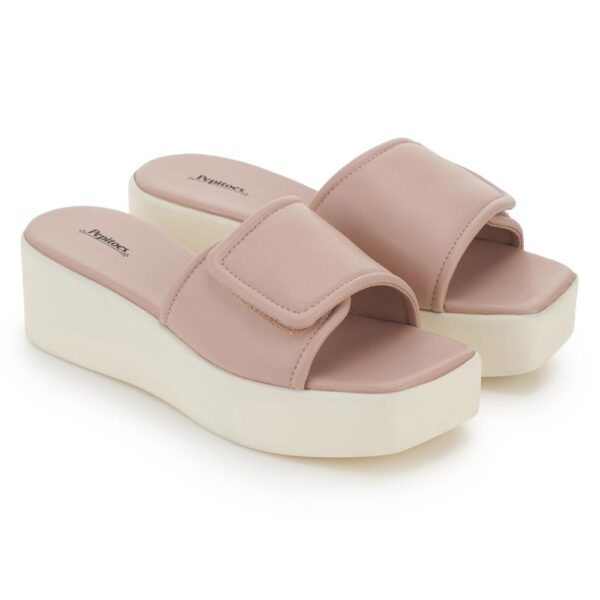 Peach Comfort Slip on Wedges P24376 - Image 3