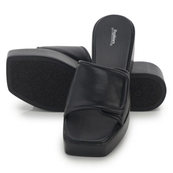 Black Comfort Slip on Wedges P24376 - Image 4