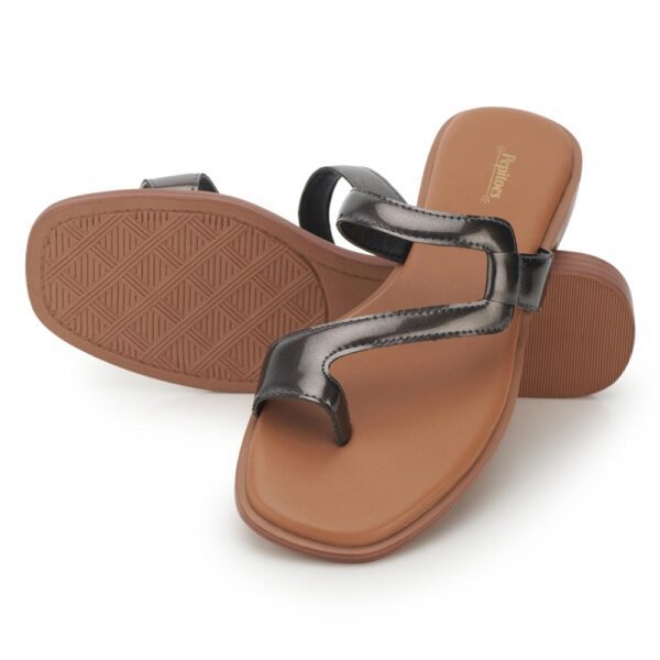 Gun Metal Comfort Slip on Flats P24364 - Image 4