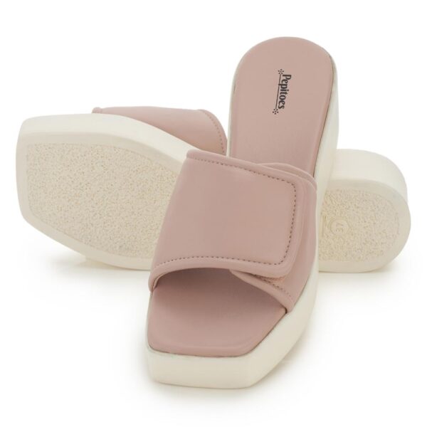 Peach Comfort Slip on Wedges P24376 - Image 4