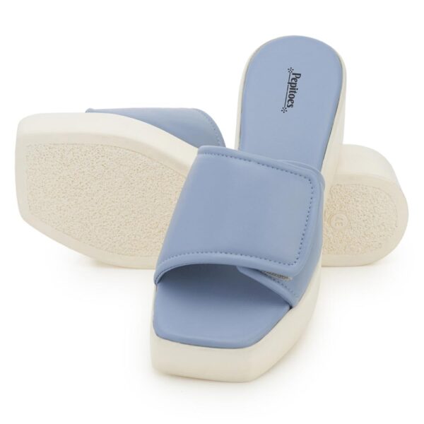 Blue Comfort Slip on Wedges P24376 - Image 4