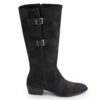 Black Comfort Slip on Tall Boots P24425