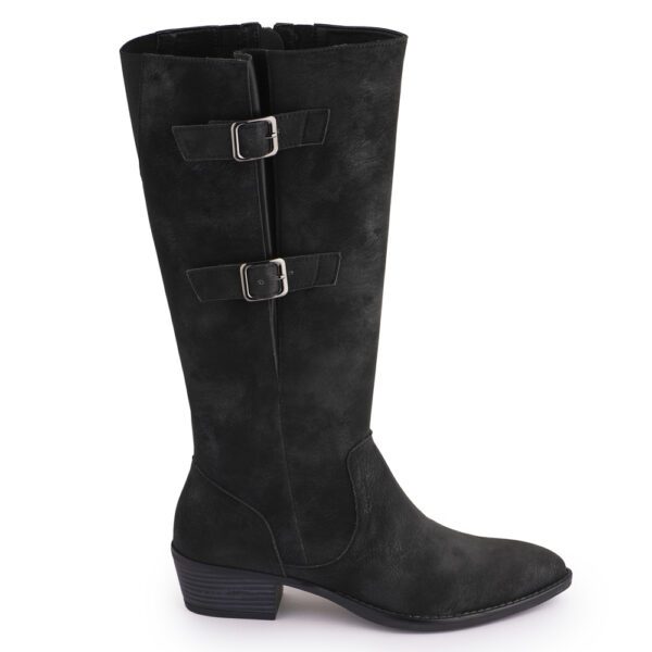 Black Comfort Slip on Tall Boots P24425