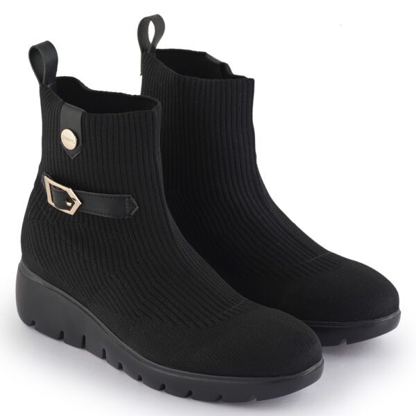 Black Comfort Slip on Ankle Boots P24424 - Image 2