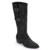 Black Comfort Slip on Tall Boots P24425 - Image 2