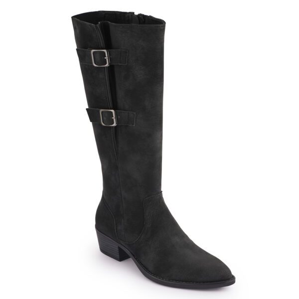Black Comfort Slip on Tall Boots P24425 - Image 2