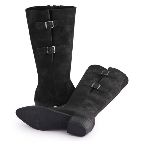 Black Comfort Slip on Tall Boots P24425 - Image 3