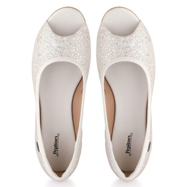White Shimmer Comfort Slip on Bellies P24415 - Image 6
